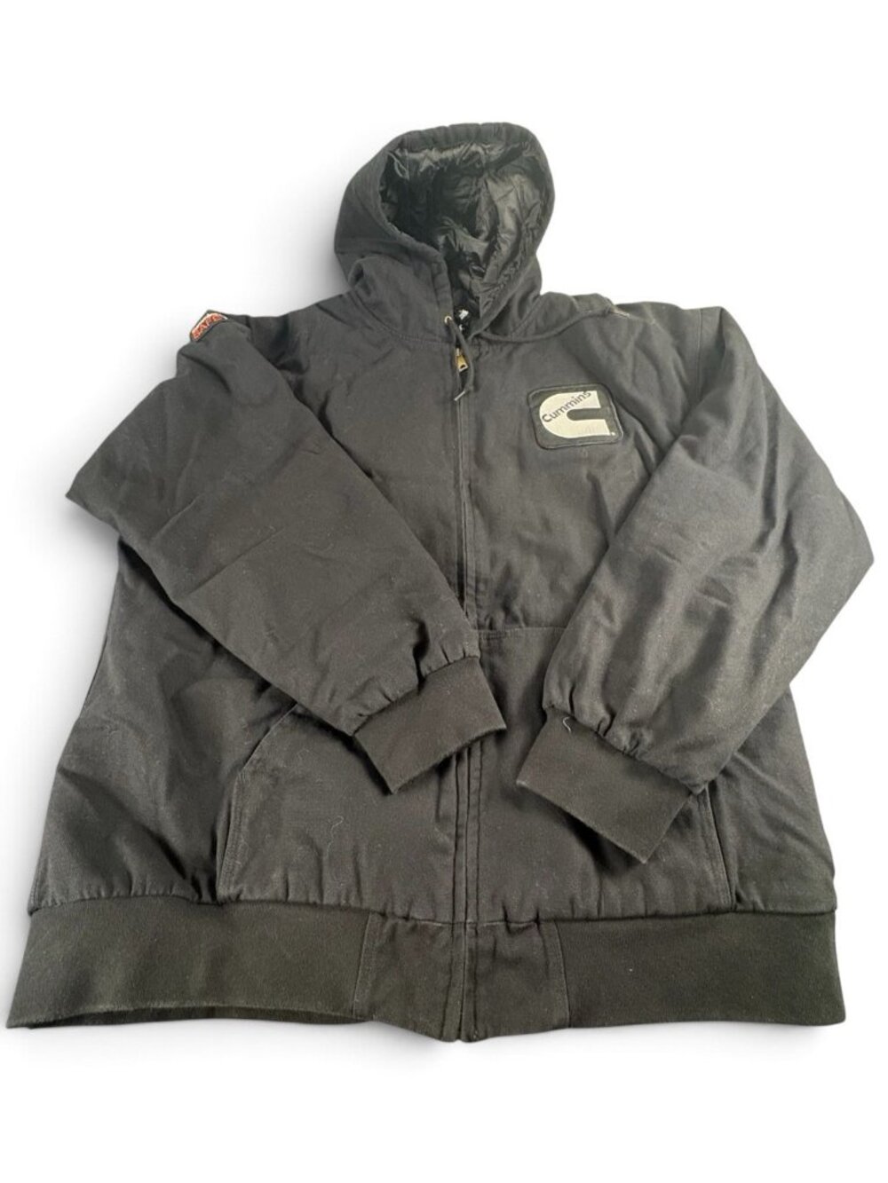 Cummins SafeTeam 3XL Black Cotton Canvas Hooded Quilted Lined Work Jacket